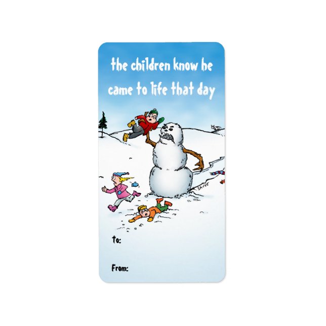 Etiqueta Killer Snowman Funny Cartoon Gift Labels (Frente)