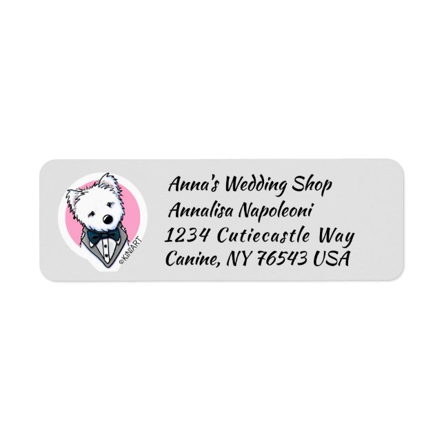 Etiqueta KiniArt Tuxedo Westie (Frente)