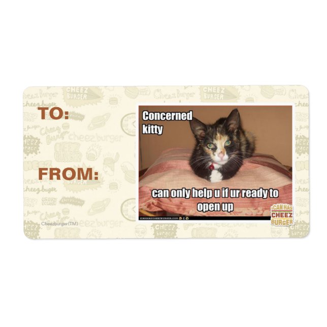 Etiqueta Kitty preocupado (Frente)