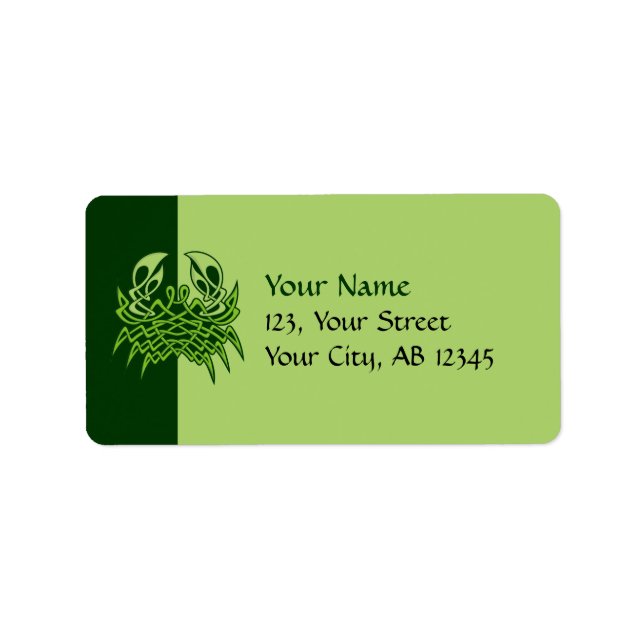 Etiqueta Knot celta de cangrejo verde (Frente)