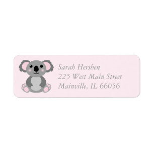 Etiqueta Koala Bear Baby Shower Chica Rosa