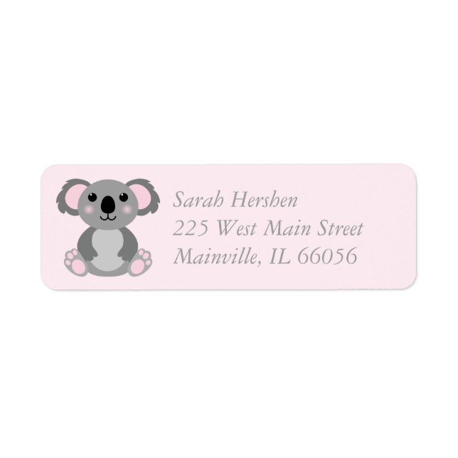 Etiqueta Koala Bear Baby Shower Chica Rosa (Frente)
