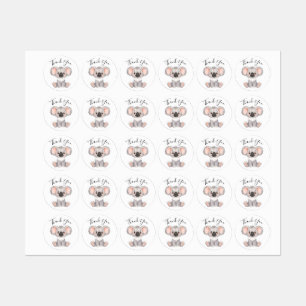 etiqueta koala de cumpleaños de agradecimiento