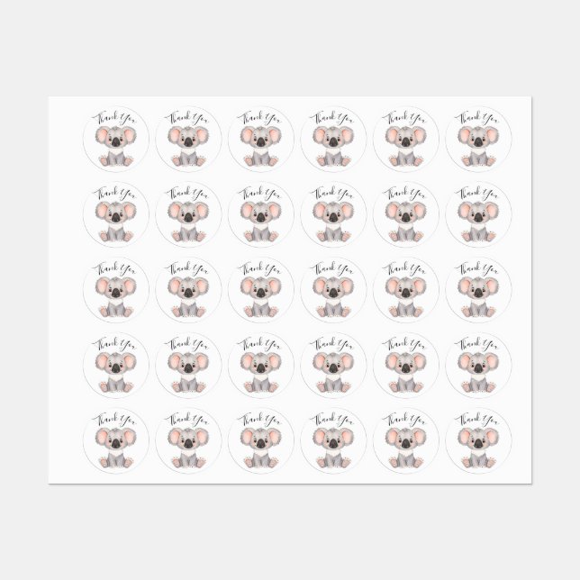 etiqueta koala de cumpleaños de agradecimiento (Hoja)