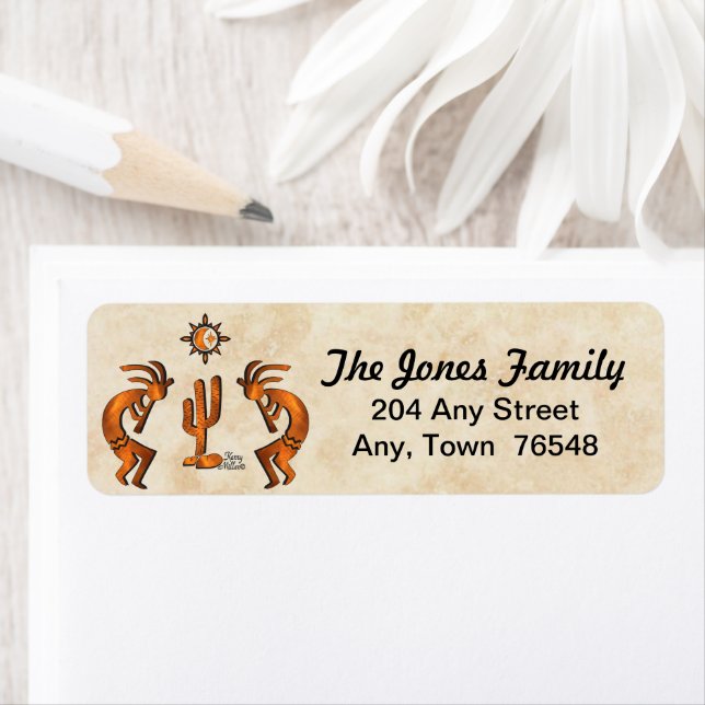 Etiqueta Kokopelli Y Cactus (In situ)