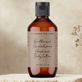Etiqueta Kraft Handwritten Look Cosmetics Bottle Label
