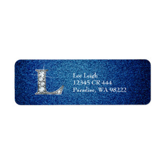 Etiqueta L Faux Diamond on Denim Return Address Label