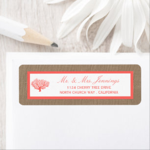 Etiqueta La Colección De Bodas De Coral En Burlap Boho Beac
