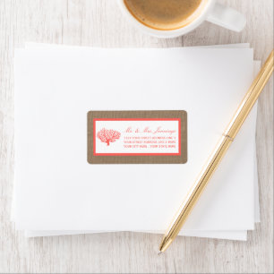 Etiqueta La Colección De Bodas De Coral En Burlap Boho Beac