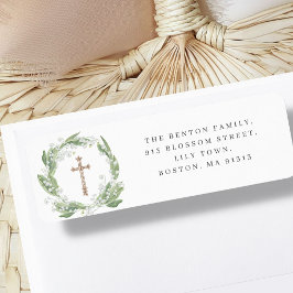 Etiqueta La cruz de la vegetación floral blanca