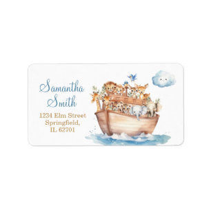 Etiqueta La dirección de Baby Shower de Cute Boy Noah