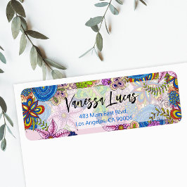 Etiqueta La dirección de devolución de las flores de doodle