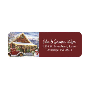 Etiqueta La escena de Snowman de los antiguos Navidades de 