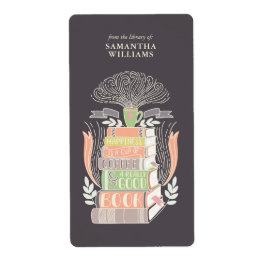 Etiqueta "La felicidad es café y libros"