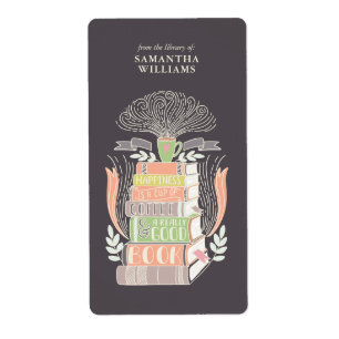 Etiqueta "La felicidad es café y libros"