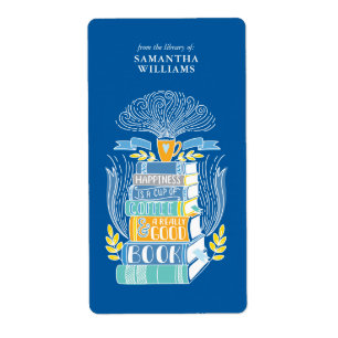 Etiqueta "La felicidad es café y libros"