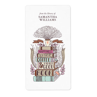 Etiqueta "La felicidad es café y libros"