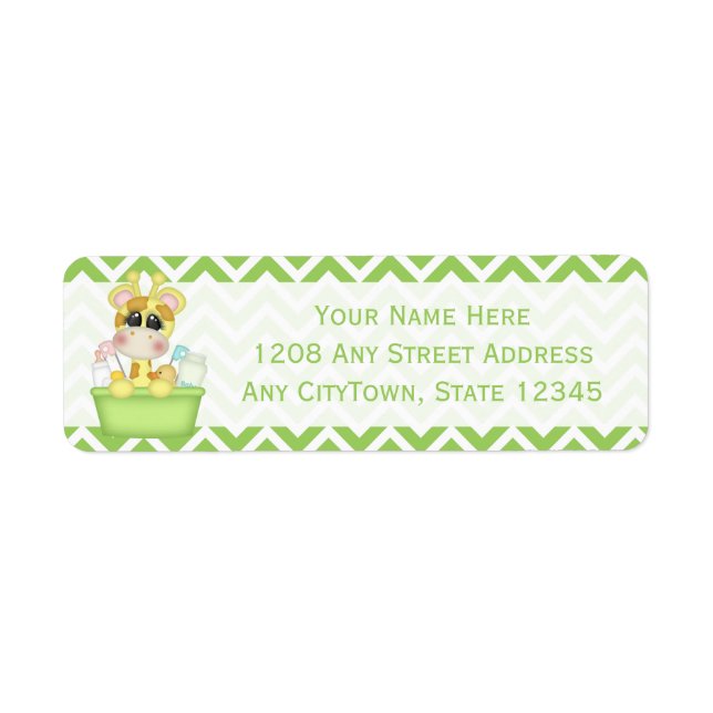 Etiqueta La jirafa del bebé con baño (Frente)