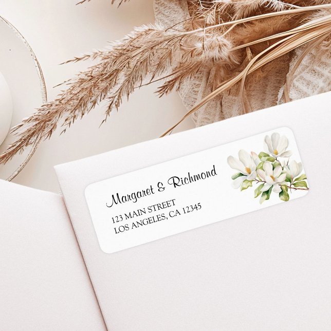 Etiqueta La Magnolia Blanca Elegante Dirección de Retorno d (Subido por el creador)