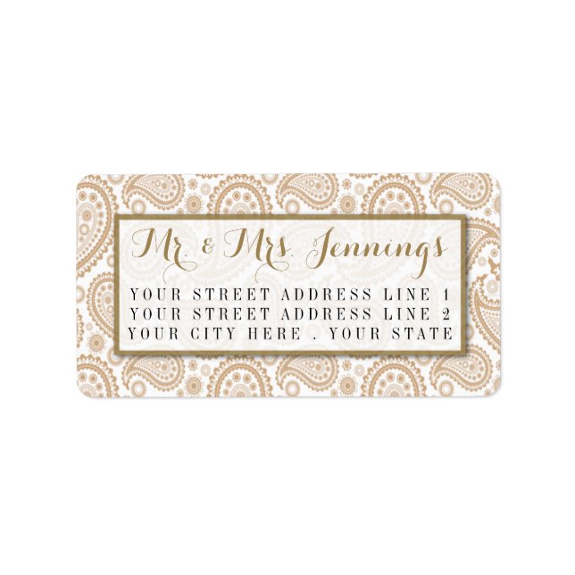 Etiqueta La moderna colección de Bodas Paisley - Marrón (Frente)