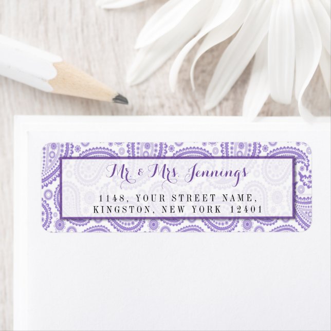 Etiqueta La moderna colección de Bodas Paisley - Púrpura (In situ)