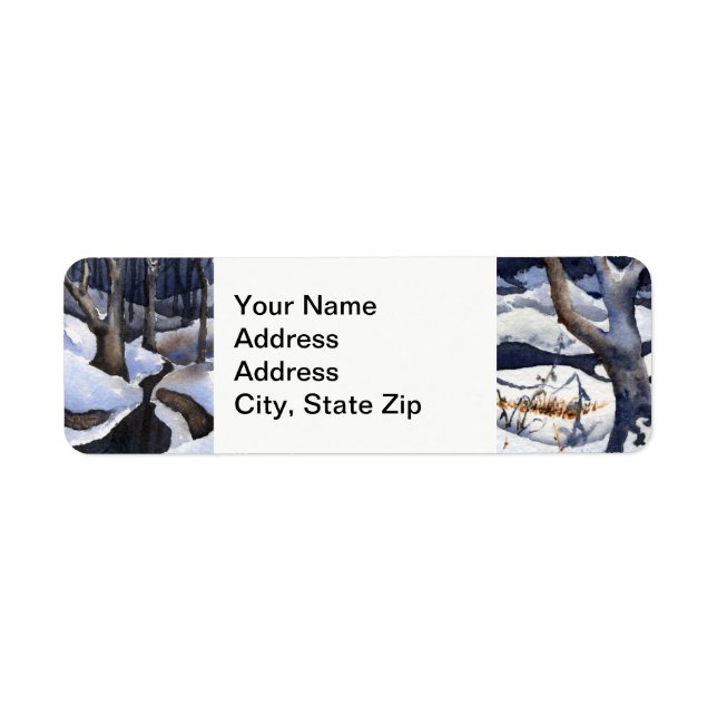 Etiqueta La nieve cubierta de invierno arroja árboles oscur (Frente)