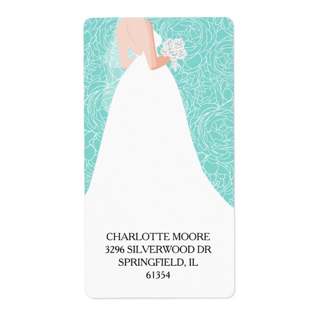 Etiqueta La novia se convertirá en novia ducha turquesa dir (Frente)