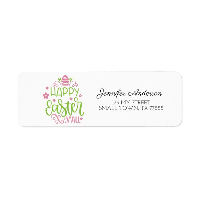 Etiqueta La Primavera Verde Rosa Feliz Pascua (Frente)