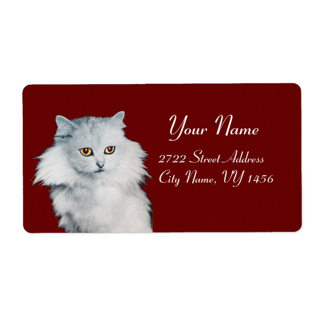 Etiqueta LA REINA DE LOS GATOS BLANCOS, rojo (Frente)