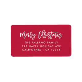 Etiqueta La tipografía moderna de la Navidad Feliz Roja