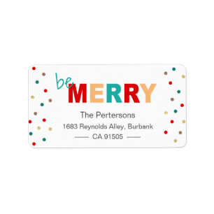 Etiqueta La tipografía moderna sé feliz Confetti navideño