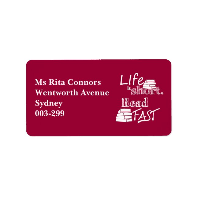 Etiqueta La vida es corta, leer rápido (Frente)