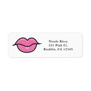 Etiqueta Labios Brillo Rosa Besos Chic Maquillaje Glam Bell