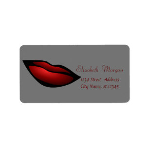 Etiqueta Labios rojos geniales y modernos, gris