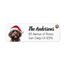 Labradoodle adorable con sombrero de Santa