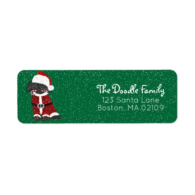 Etiqueta Labradoodle Dog Santa Paws (Frente)