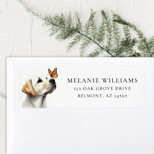 Etiqueta Labrador con dirección de retorno de la mariposa m