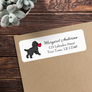 Etiqueta Labrador negro cachorro corazón pequeño