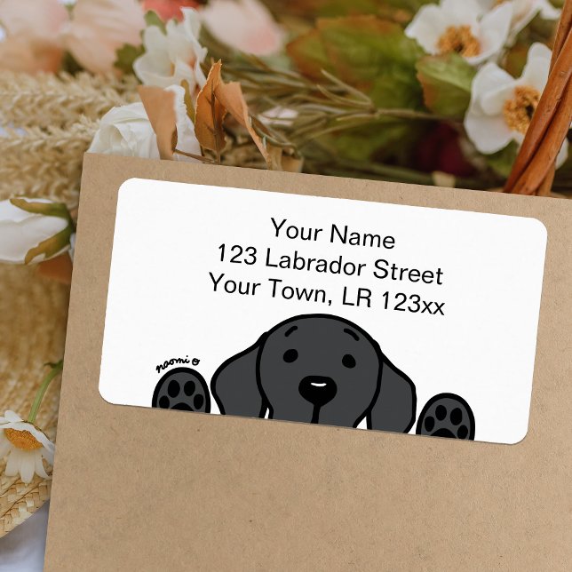 Etiqueta Labrador negro te observa (Black Labrador Watching You design Return Address Labels for Black Labrador Owners.  Personalized.)