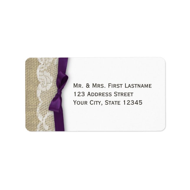 Etiqueta Lace y Ribbon Dark Purple (Frente)