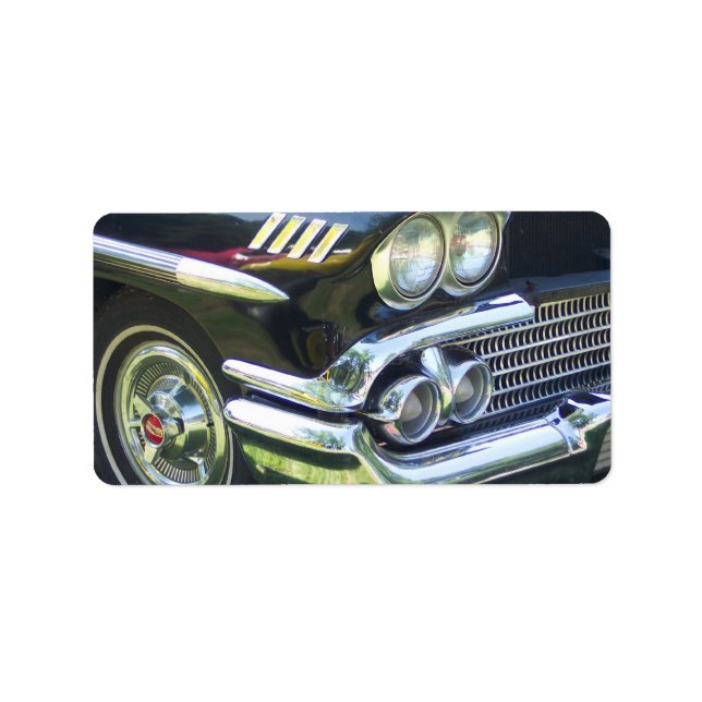 Etiqueta lado del acompañante del coche clásico negro y cro (Frente)