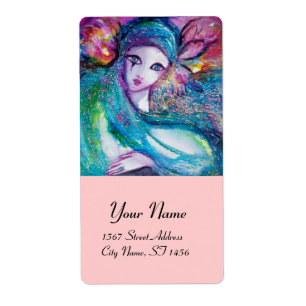 Etiqueta LADY AZUL MÁSCARA Veneciana Mascarada Fiesta rosad