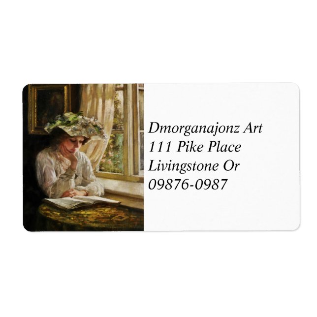 Etiqueta Lady Reading by a Window (Frente)