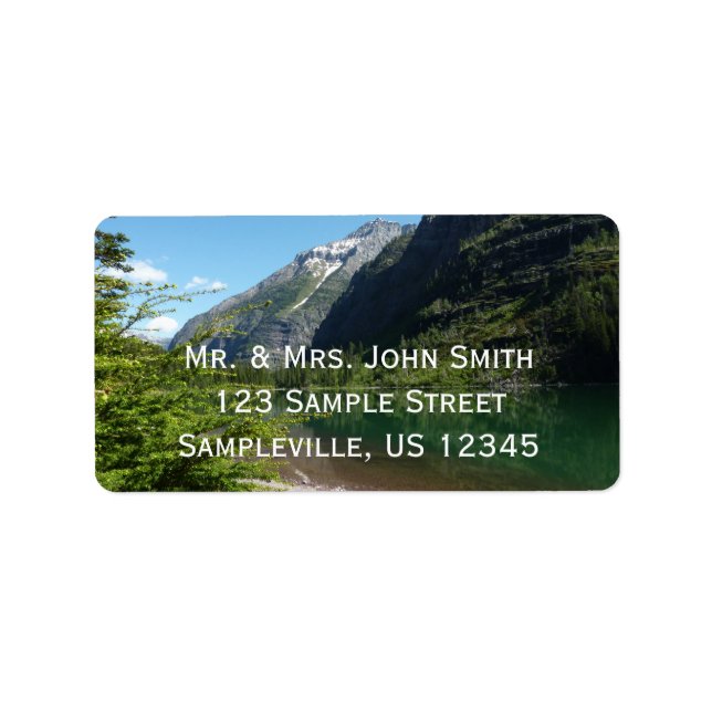 Etiqueta Lago Avalanche II en Parque Nacional Glaciar (Frente)