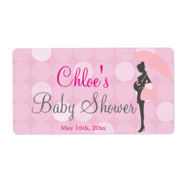 Etiqueta Láminas de botella de agua Baby Shower de silueta 