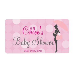 Etiqueta Láminas de botella de agua Baby Shower de silueta