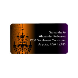 Etiqueta Lámpara de Halloween naranja/Negro