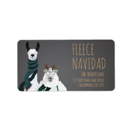 Etiqueta Lana Navidad Chic Divertido Original Llama y Oveja