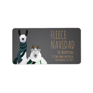 Etiqueta Lana Navidad Chic Divertido Original Llama y Oveja