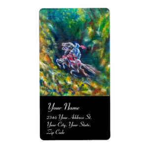 ETIQUETA LANCELOT DE NOCHE, CABALLO EN BOSQUE VERDE